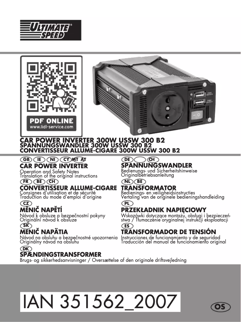 Página 1 del manual Manual de usuario Ultimate Speed USSW 300 B2