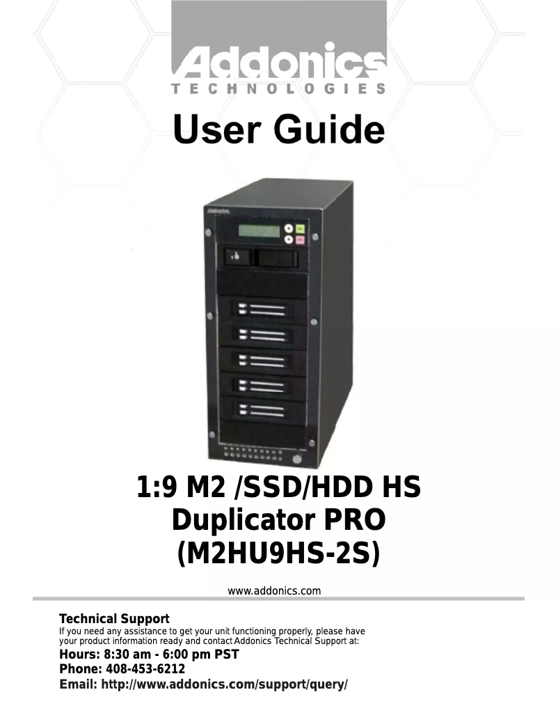 Page 1 de la notice Manuel utilisateur Addonics M2HU9HS-2S