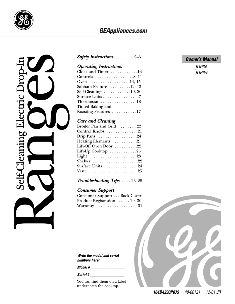 Página 1 del manual Manual de uso y mantenimiento GE JDP36BWAD