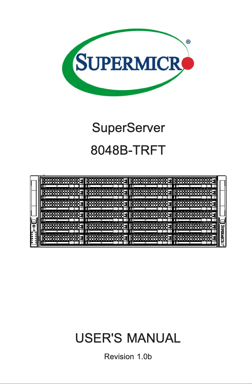 Page 1 de la notice Manuel utilisateur Supermicro SuperServer 8048B-TRFT