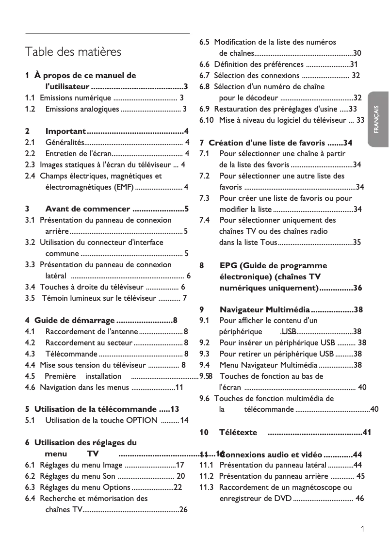 Page 1 de la notice Manuel utilisateur Philips 32PFL7572D