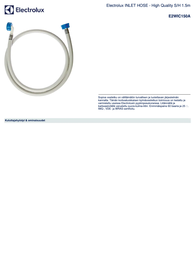 Page n°1 - Manuel utilisateur AEG E2WIC150A