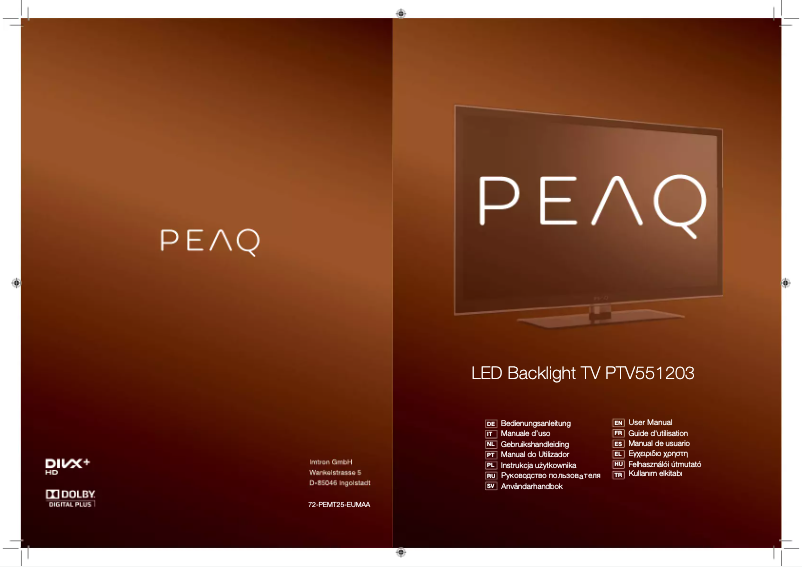 Page 1 de la notice Manuel utilisateur PEAQ PTV551203-W
