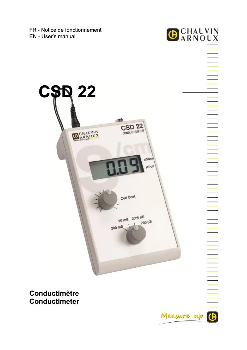 Page 1 de la notice Manuel utilisateur Chauvin Arnoux CSD22