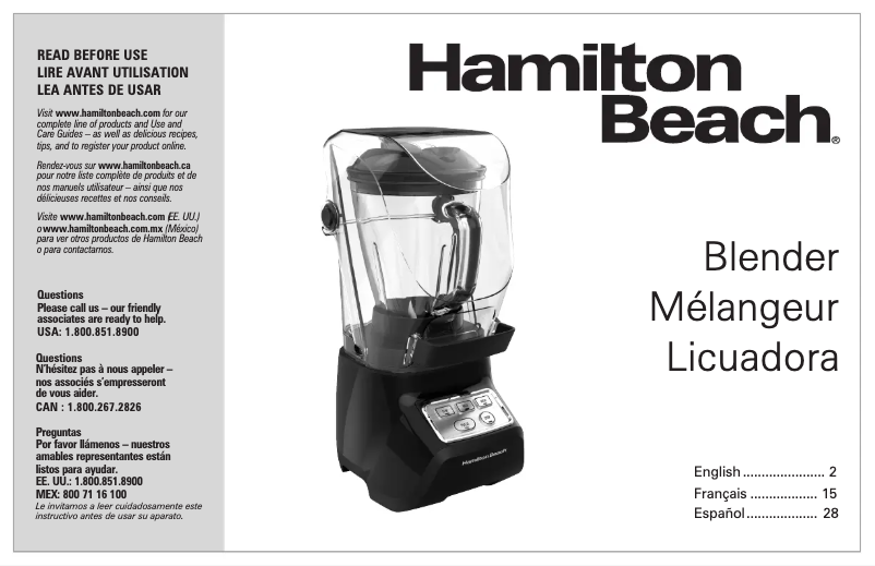 Page n°1 - Manuel utilisateur Hamilton Beach 53600