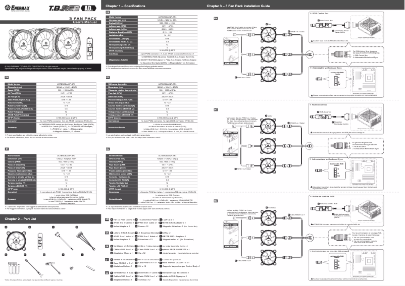 Página 1 del manual Manual de usuario Enermax T.B.RGB AD. UCTBRGBA12P-BP3
