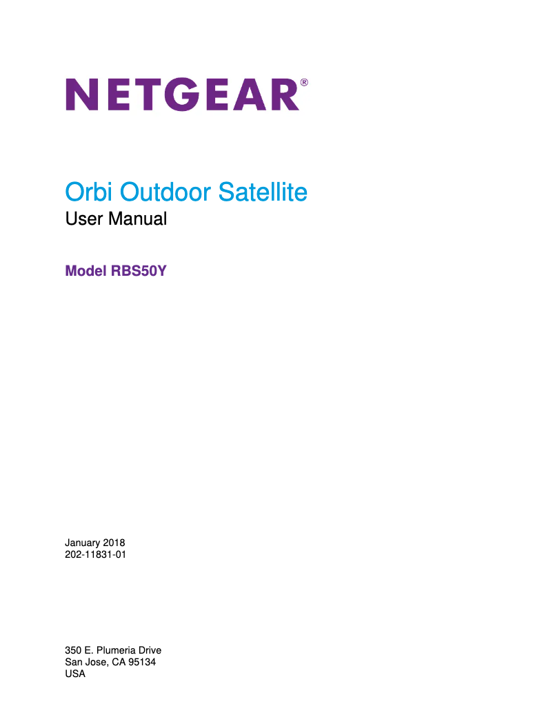 Page 1 de la notice Manuel utilisateur Netgear Orbi Outdoor Satellite RBS50Y