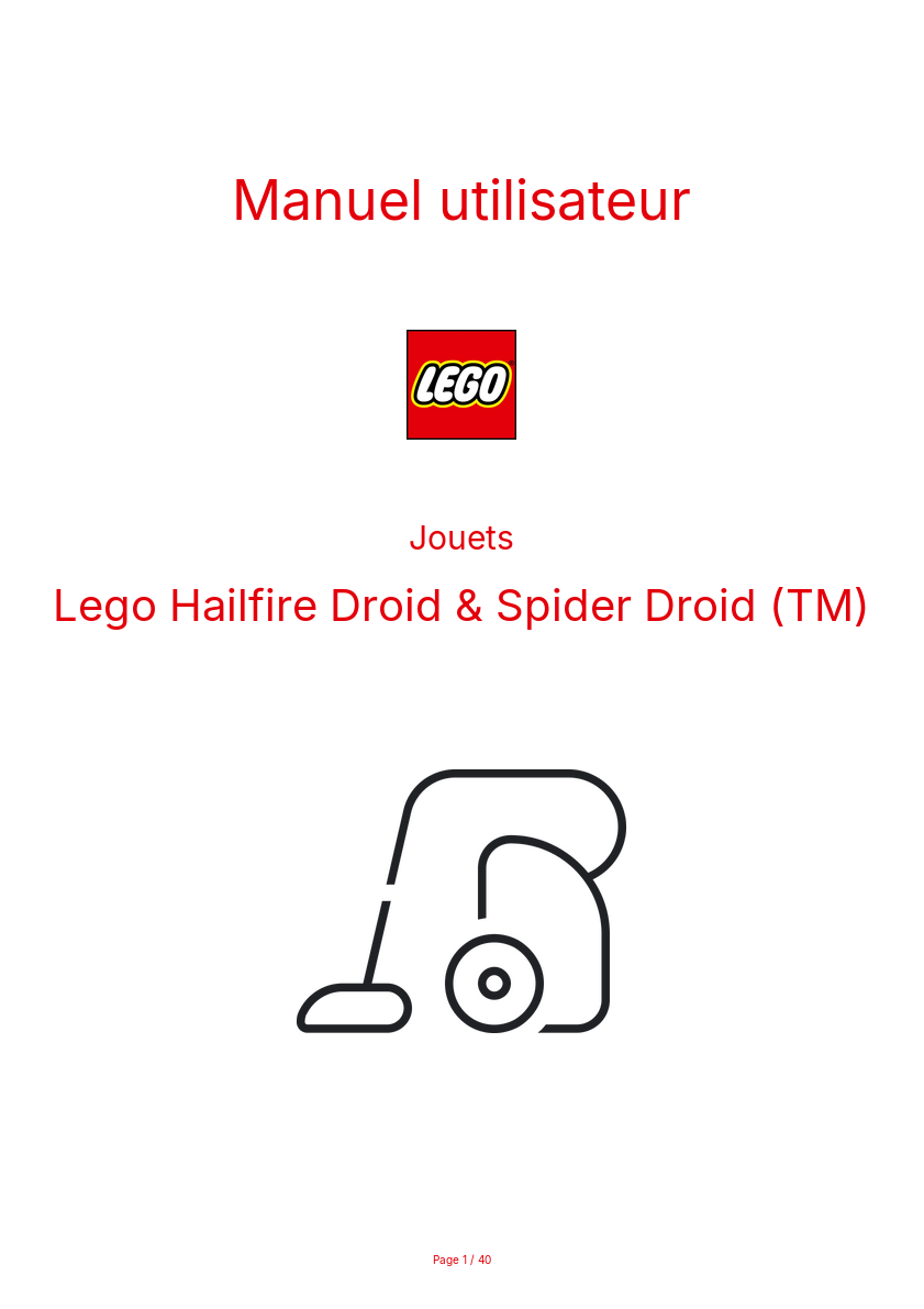 Page n°1 - Manuel utilisateur Lego Hailfire Droid & Spider Droid (TM)