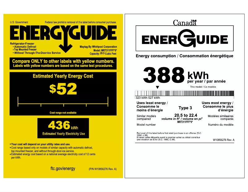 Page n°1 - Label énergétique Maytag MRT311FFFZ