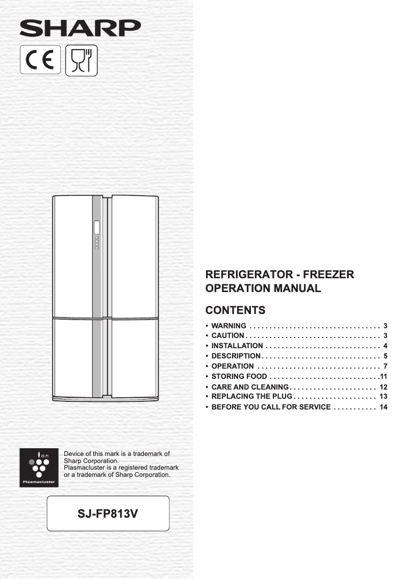 Image de la première page du manuel de l'appareil SJFP813VST