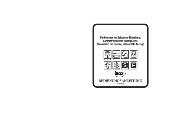 Page 1 de la notice Manuel utilisateur Irox HB90