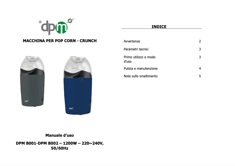 Page n°1 - Manuel utilisateur DPM DPMB002