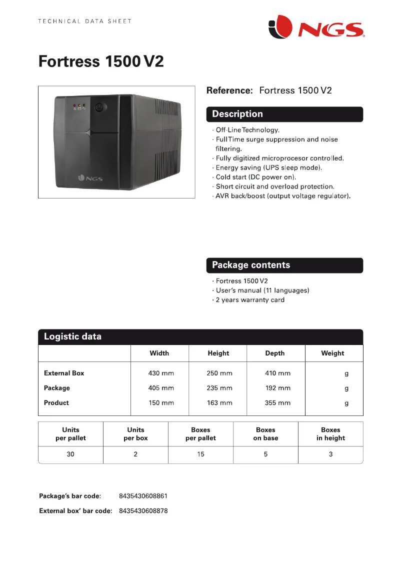 Image de la première page du manuel de l'appareil Fortress 1500 V2