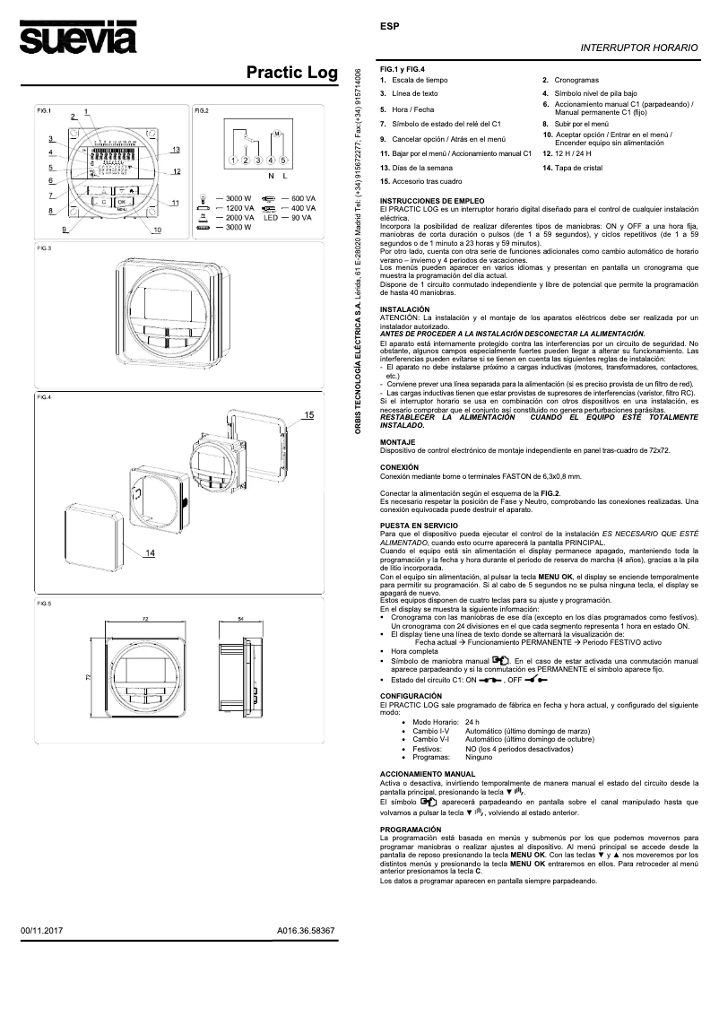 Page n°1 - Manuel utilisateur Suevia Practic Log