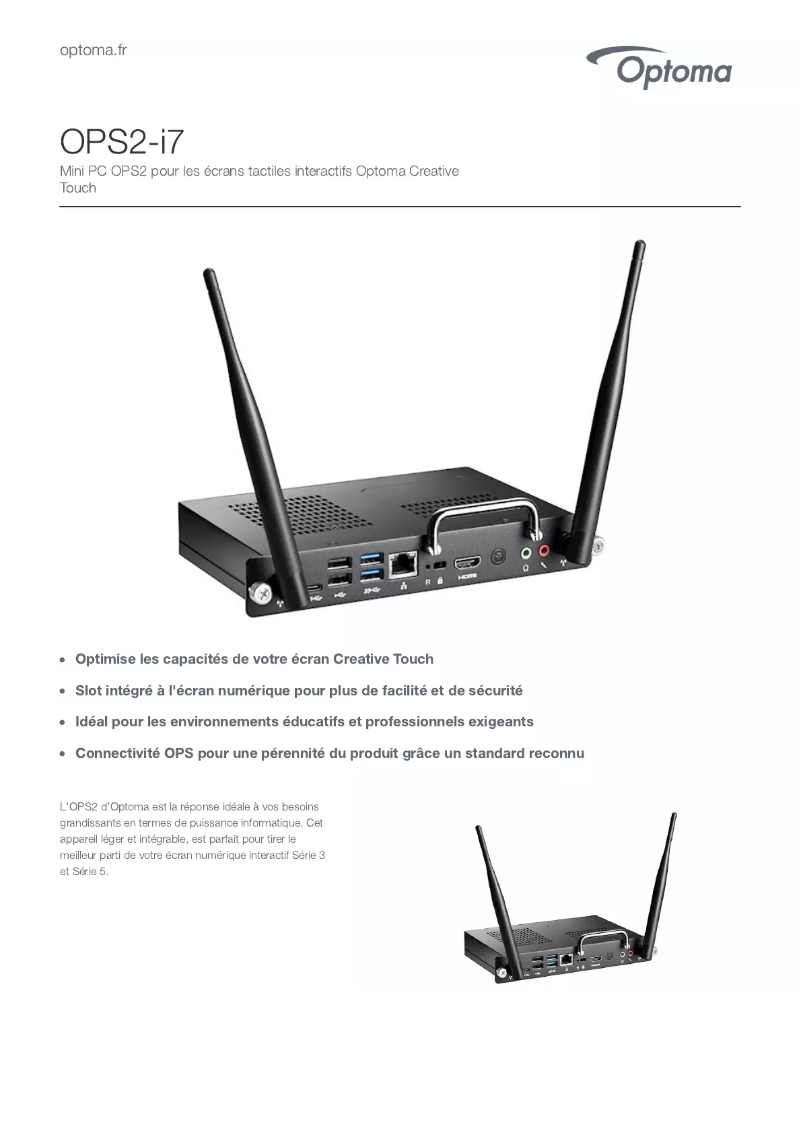 Page n°1 - Manuel utilisateur Optoma OPS2-i7