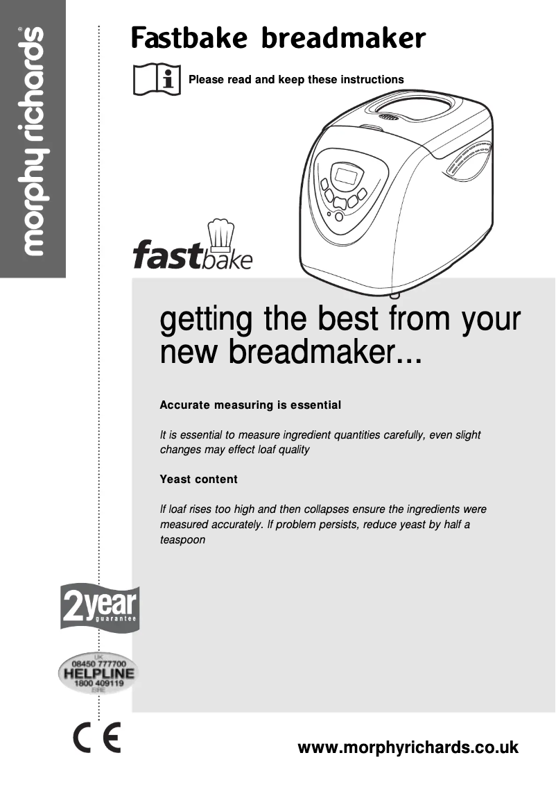 Page 1 de la notice Manuel utilisateur Morphy Richards Fastbake BM 48280