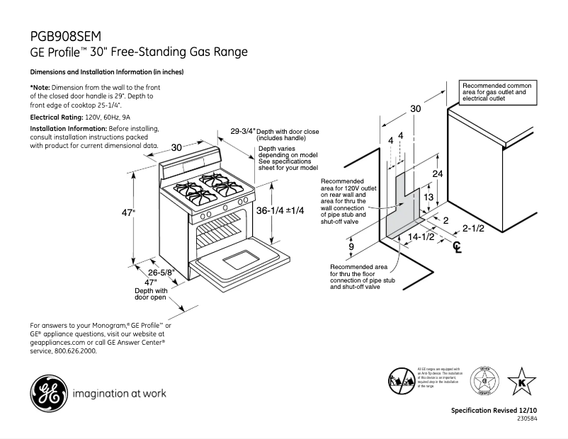 Page n°1 - Fiche technique GE PGB908SEMSS