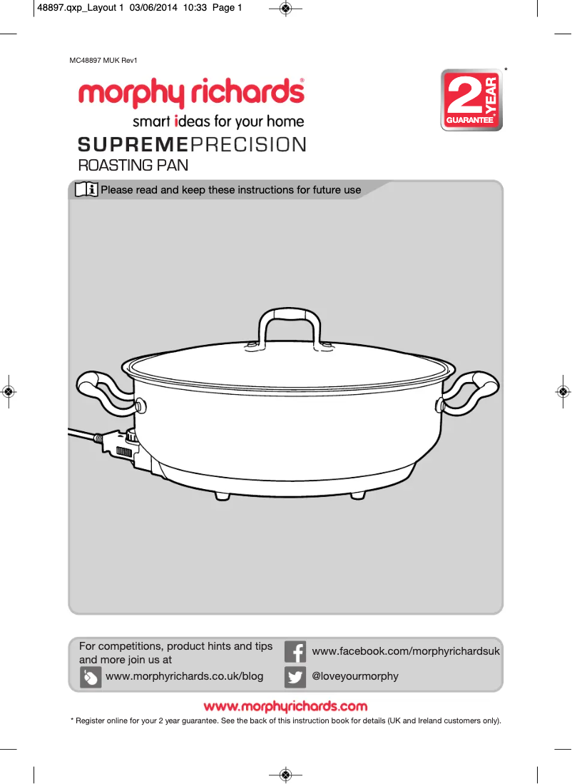 Page 1 de la notice Manuel utilisateur Morphy Richards 48897