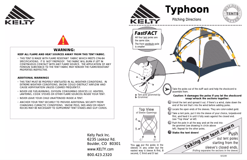 Page 1 de la notice Manuel utilisateur Kelty Typhoon 2