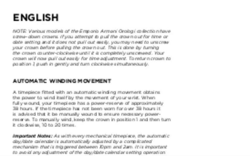 Page 1 de la notice Manuel utilisateur Emporio Armani Armani Connected ART5005