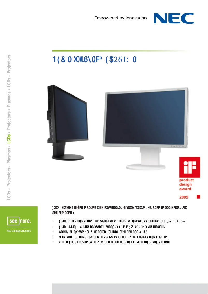 Página 1 del manual Ficha técnica NEC MultiSync EA261WM