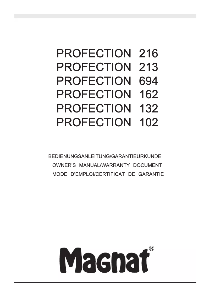 Page 1 de la notice Manuel utilisateur Magnat Profection 102