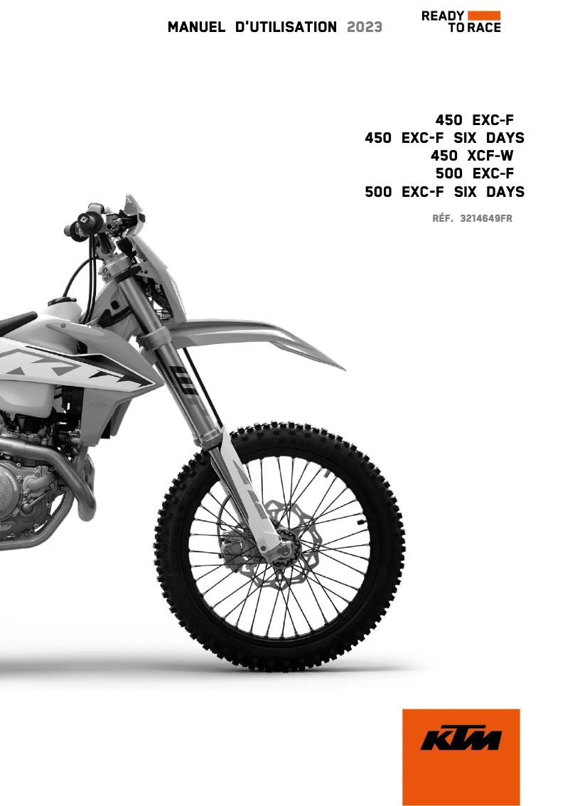 Page 1 de la notice Manuel utilisateur KTM 450 XCF-W (2023)