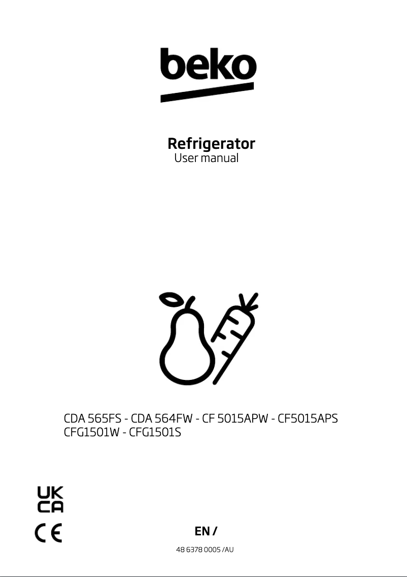 Page 1 de la notice Manuel utilisateur Beko CFG1501W