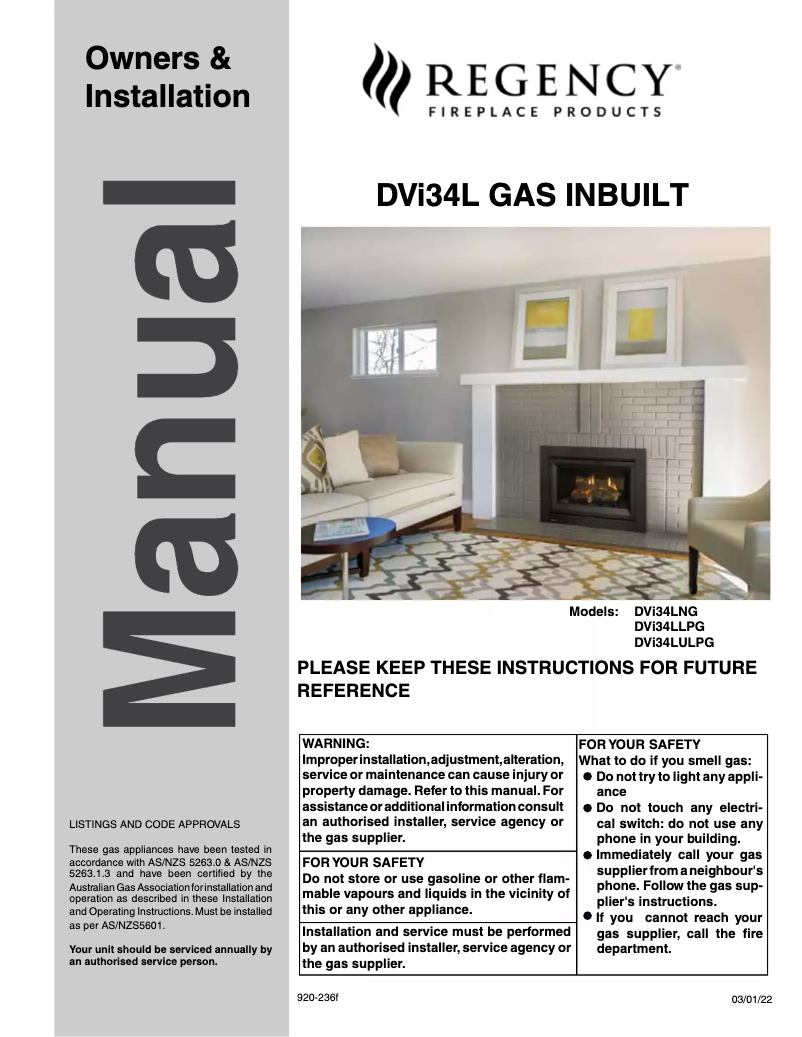 Page 1 de la notice Manuel utilisateur Regency DVi34L