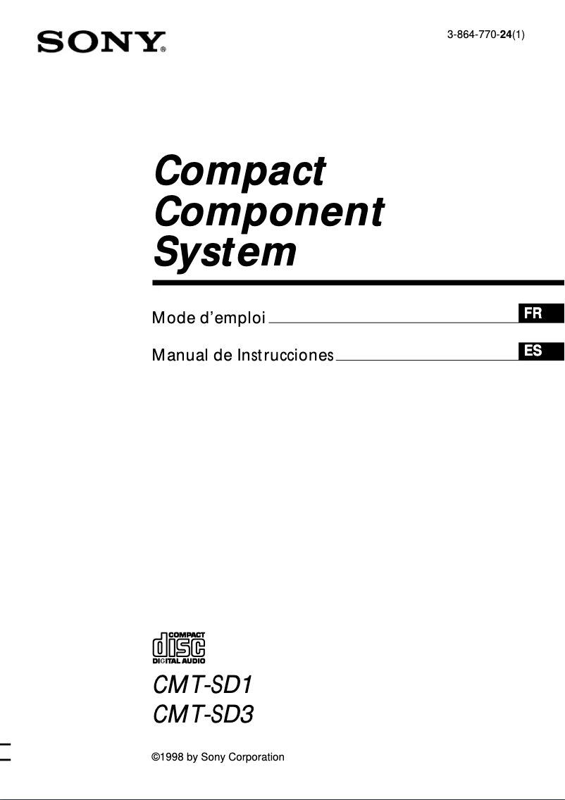 Page 1 de la notice Manuel utilisateur Sony CMT-SD3