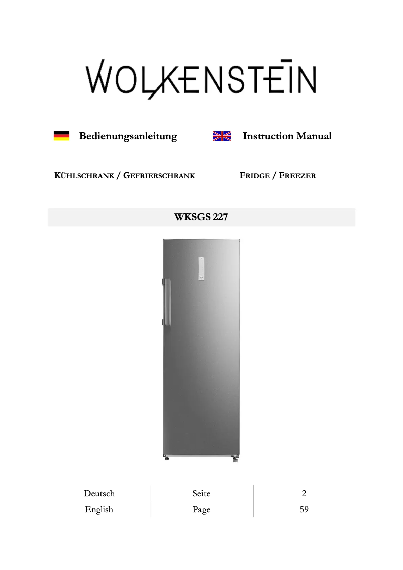 Page 1 de la notice Manuel utilisateur Wolkenstein WKSGS227