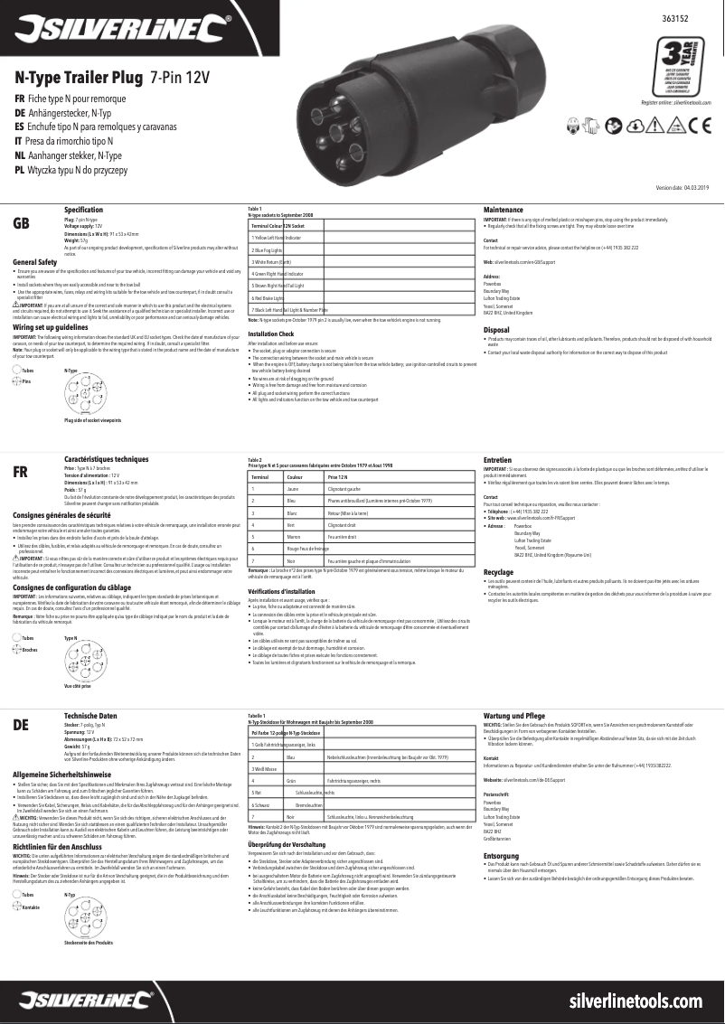 Page 1 de la notice Manuel utilisateur Silverline 363152