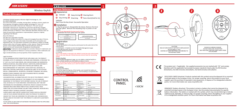 Page 1 de la notice Manuel utilisateur Hikvision DS-PKFE-5