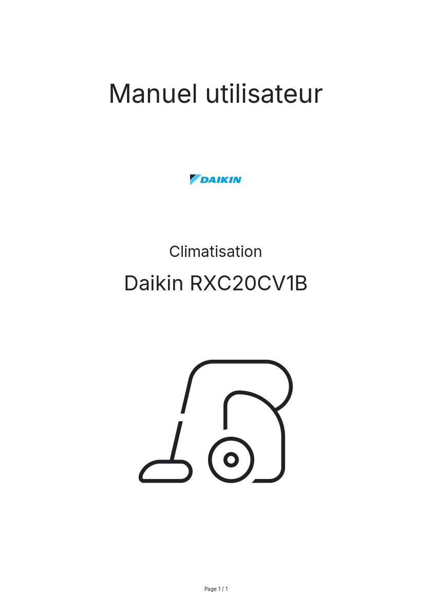 Page n°1 - Manuel utilisateur Daikin RXC20CV1B
