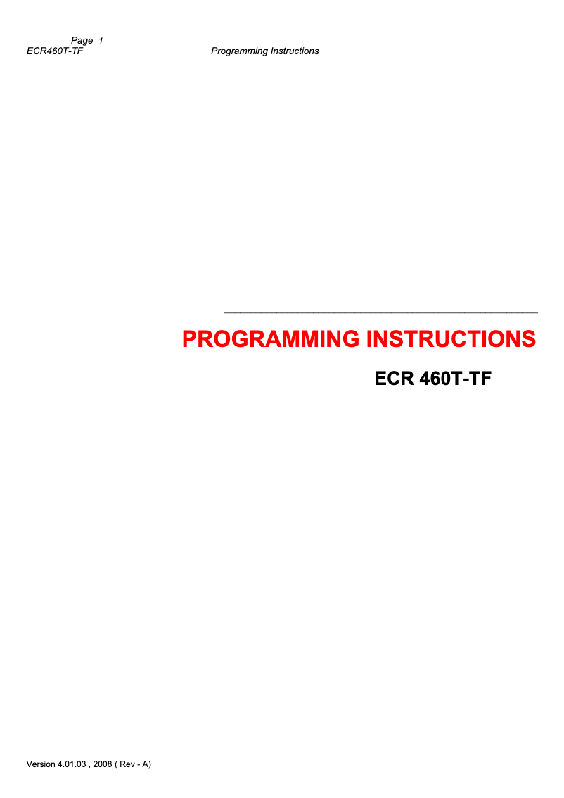 Image de la première page du manuel de l'appareil ECR 460T-TF