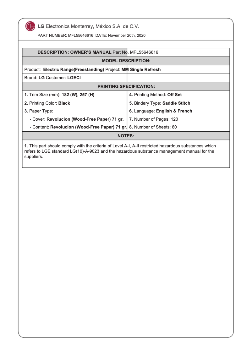 Image de la première page du manuel de l'appareil LREL6323S