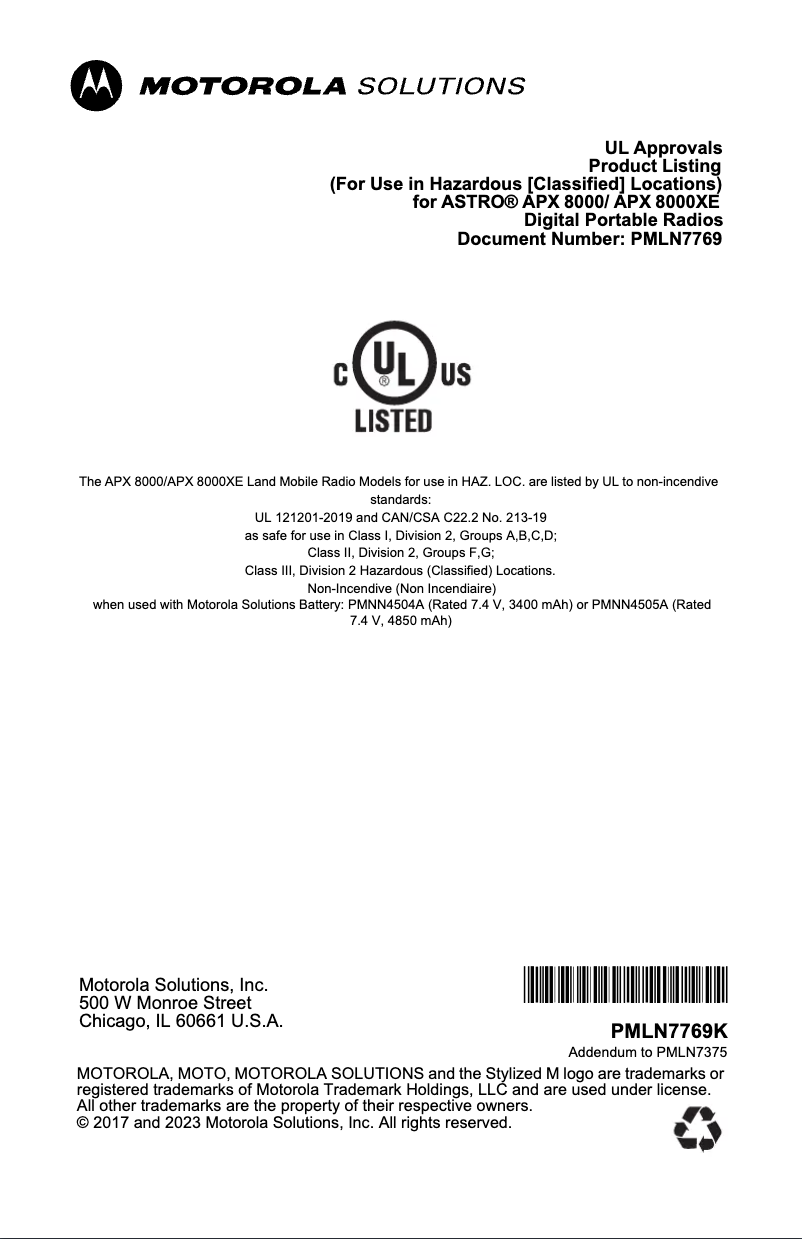 Page 1 de la notice Manuel utilisateur Motorola APX 8000