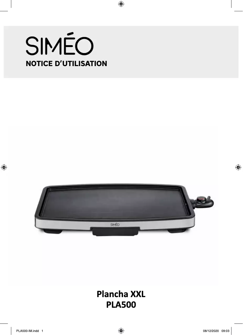 Page 1 de la notice Manuel utilisateur Siméo PLA500
