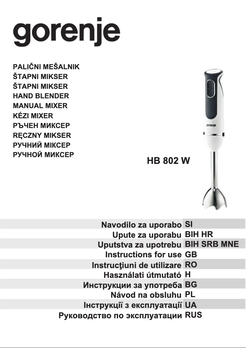 Page n°1 - Manuel utilisateur Gorenje HB802W