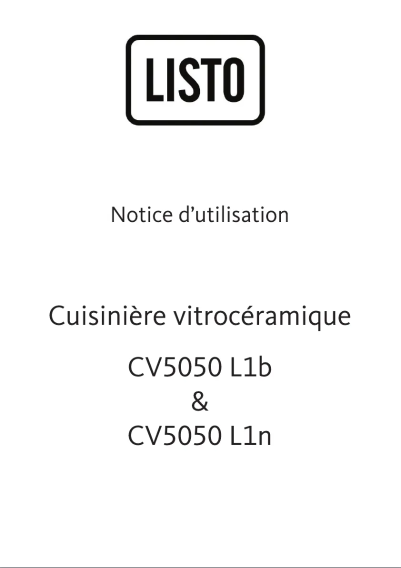 Page 1 de la notice Manuel utilisateur Listo CV5050 L1n