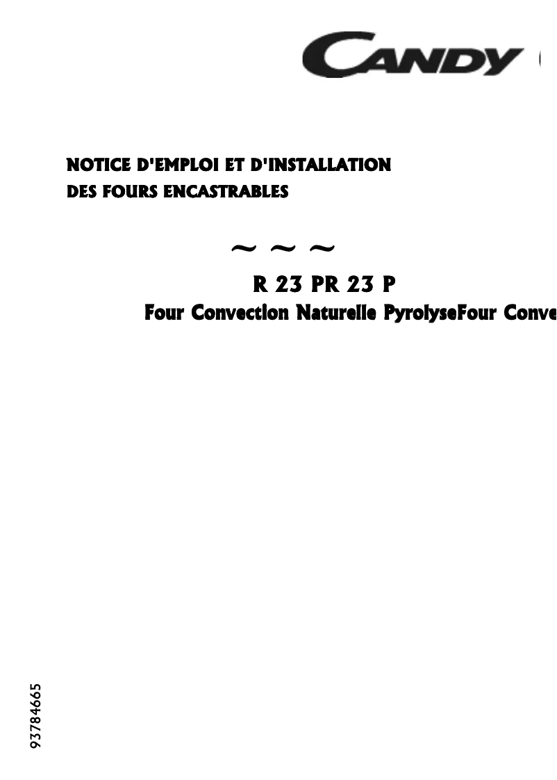 Page n°1 - Manuel utilisateur Candy FO R 23 PX