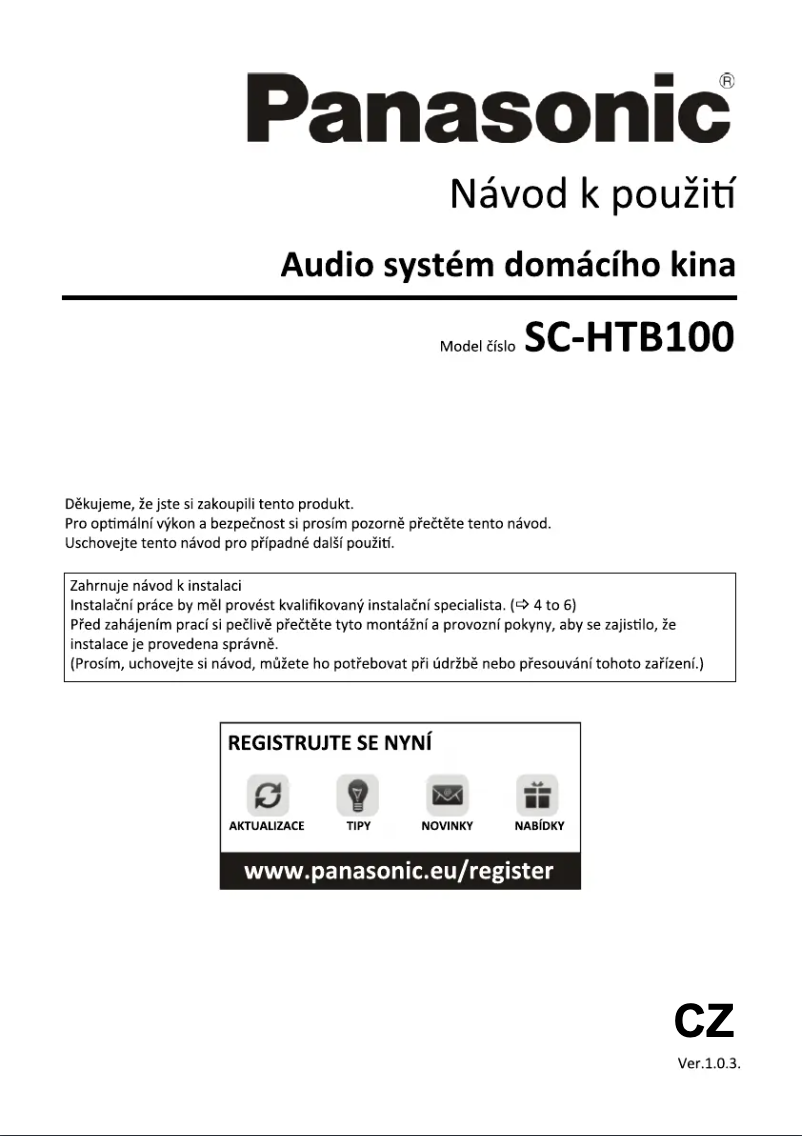 Page 1 de la notice Manuel utilisateur Panasonic SC-HTB100