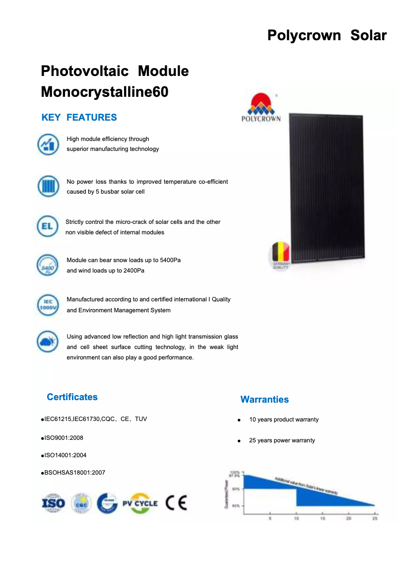 Image de la première page du manuel de l'appareil Polycrown Solar
