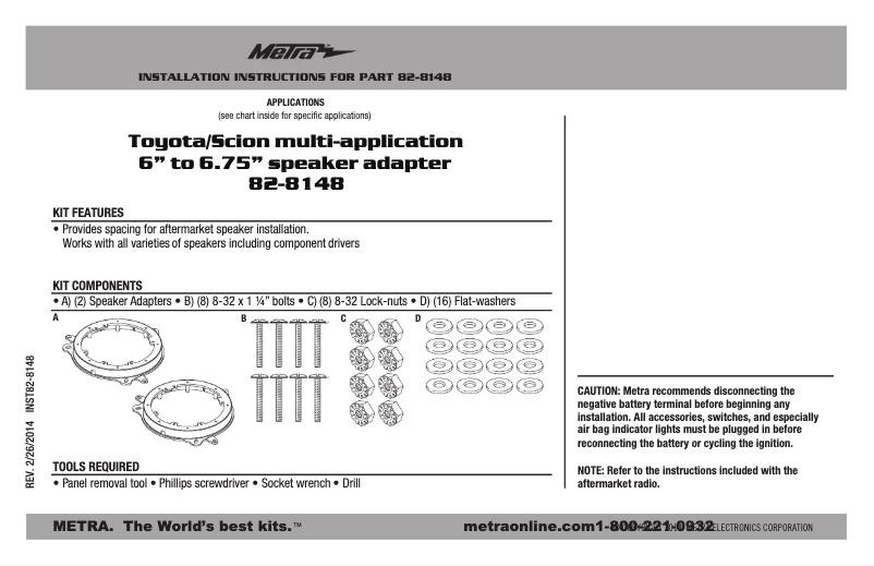 Page n°1 - Manuel utilisateur Metra 82-8148
