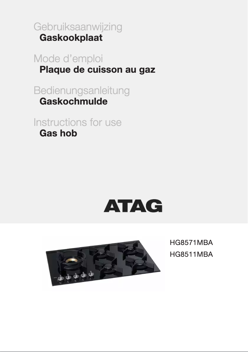 Page 1 de la notice Manuel utilisateur Atag HG8571MBA