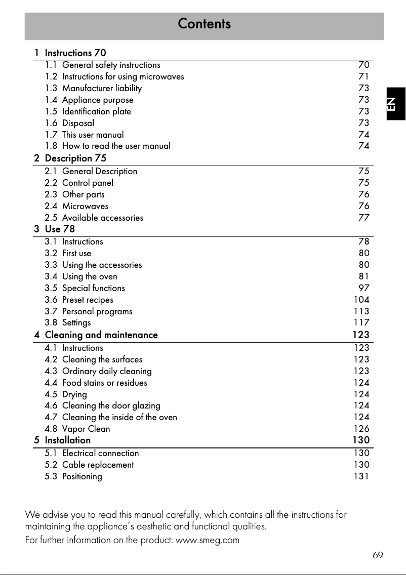 Page 1 de la notice Brochure Smeg SF4604PMCNX