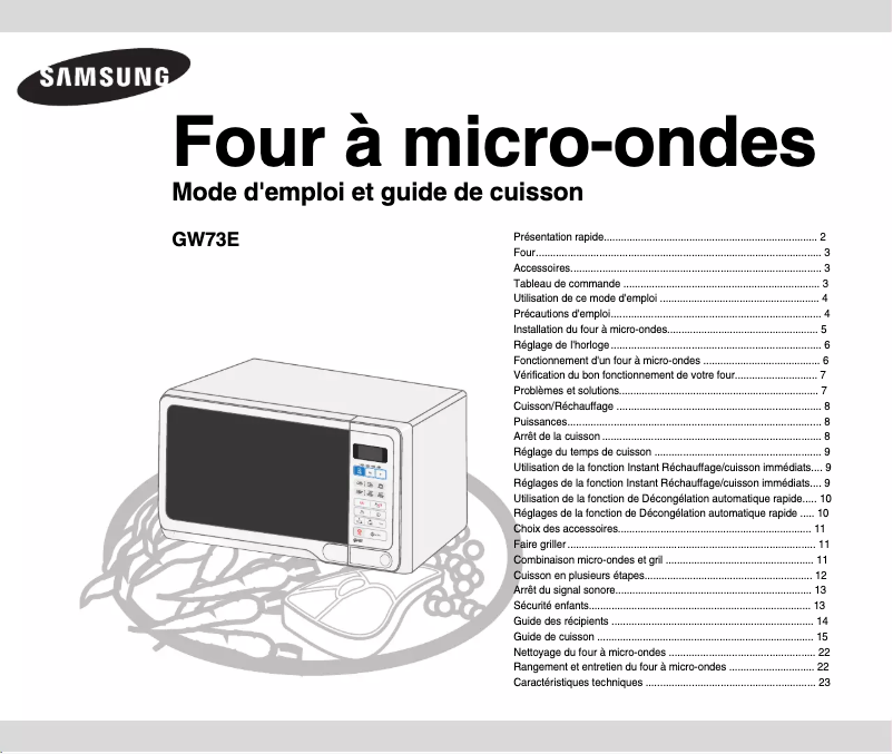 Page n°1 - Manuel utilisateur Samsung GW73E