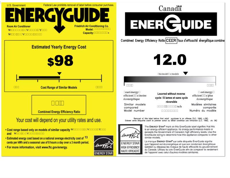 Page n°1 - Label énergétique Friedrich KCS12A10A