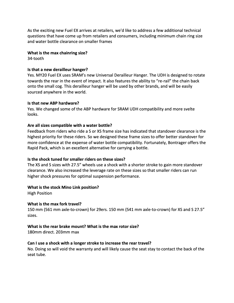 Image de la première page du manuel de l'appareil Fuel EX C Frame Set