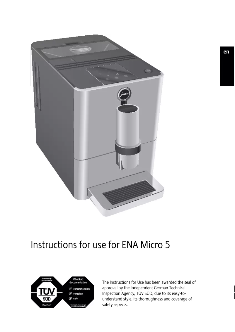 Page 1 de la notice Manuel utilisateur Jura ENA Micro 3